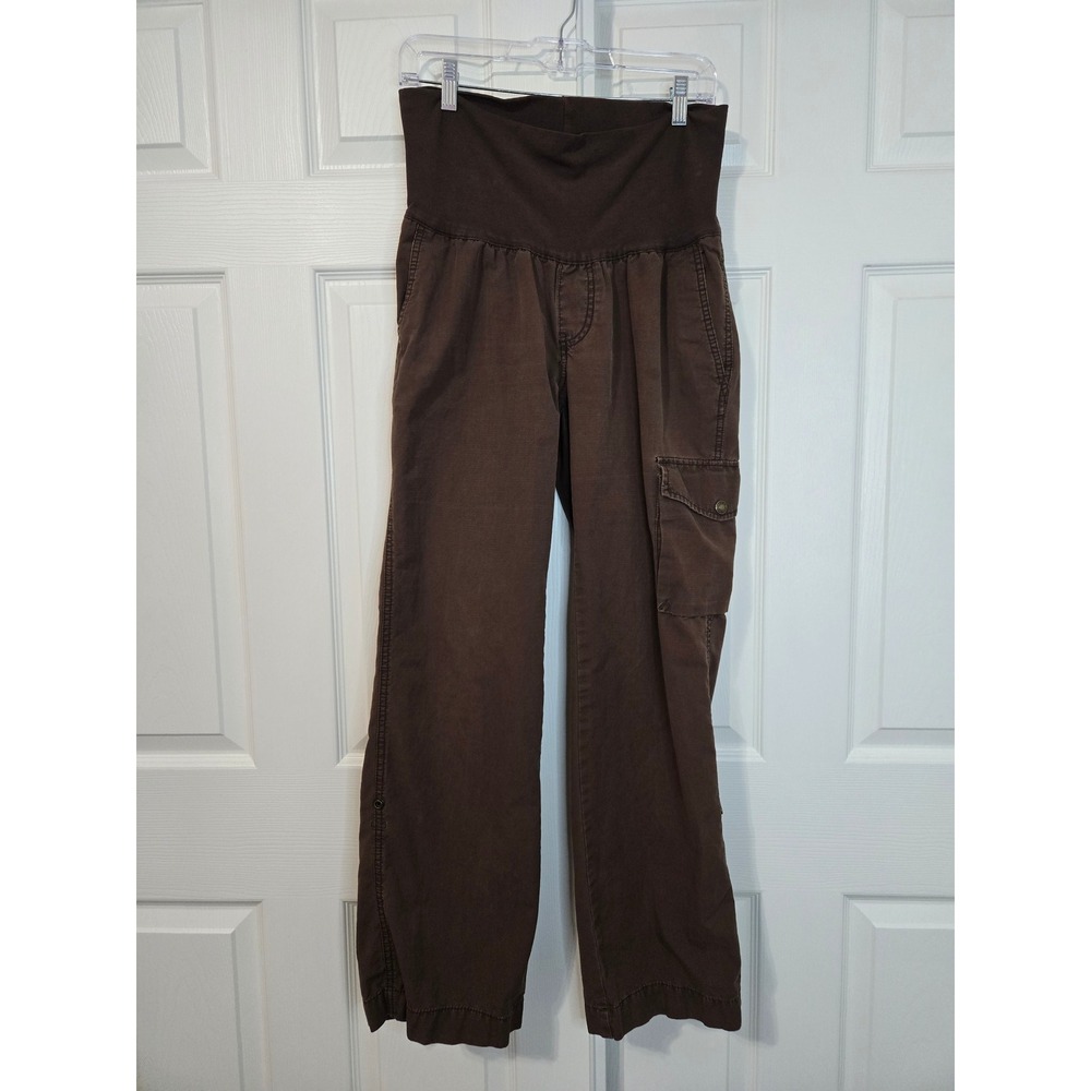 Gap Maternity Brown Cargo Pants Full Panel Belly Band Straight Leg Size 8 Reg